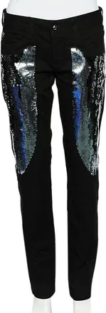 Just Cavalli Black Denim Sequin Embellished Jeans