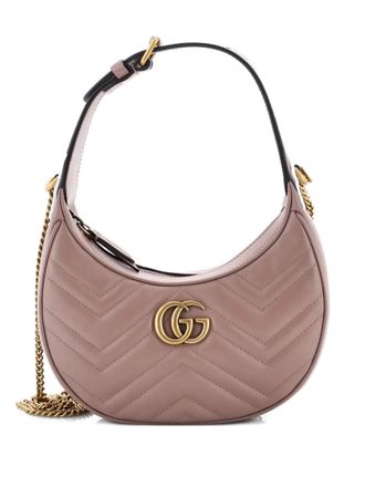 Gucci GG Marmont Half Moon Matelasse Leather Mini hobo bag - Neutrals
