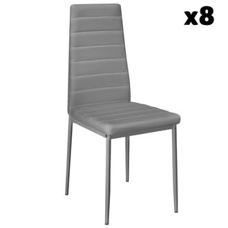 TecTake 8 sillas de comedor con acolchado, polipiel, 41 x 45 x 98.5 cm, gris