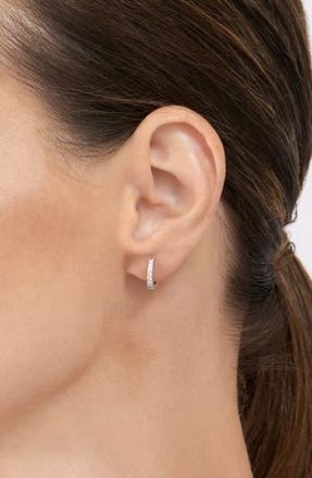 Adornia White Rhodium Plated CZ 9.25mm Huggie Hoop Earrings in Silver at Nordstrom Rack