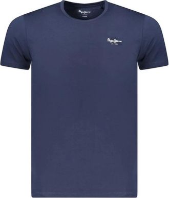 Pepe Jeans London Crew Neck Effen T-shirt - Heren - T-shirts - Blauw - XL - Katoen - Tops