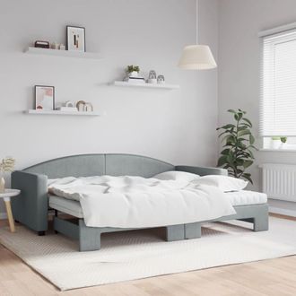 vidaXL Vidaxl - Sof&aacute; Cama Nido Con Colch&oacute;n Tela Gris Claro 90x200 Cm