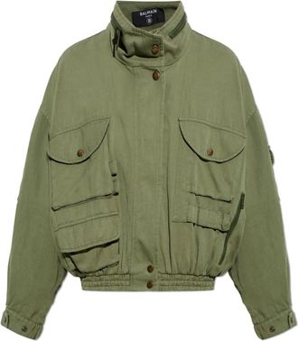 Balmain Light Jackets, female, Green, Size: 2XS Jacket with Pockets