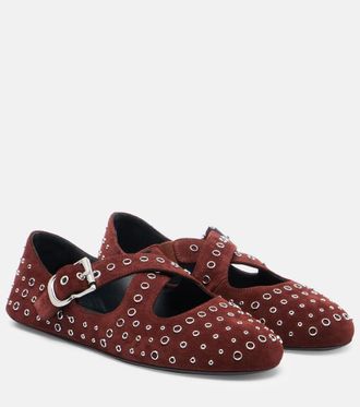 Alaia Embellished suede ballet flats