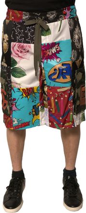 Dolce & Gabbana Mens Multicolor Patchwork Cargo Bermuda Shorts Polyester Cotton