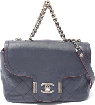 Chanel Borsa a mano two-way in pelle trapuntata 2018 - Blu