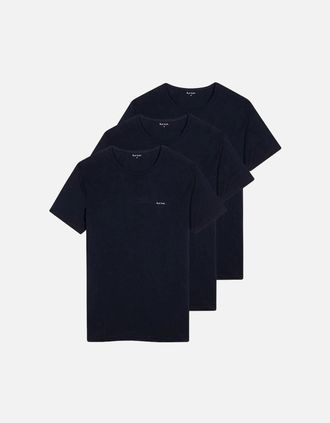 Paul Smith Mens Paul Smith 3-Pack Organic Cotton Logo T-Shirts, Navy - Black - Size: 42