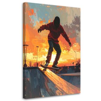 Feeby Cuadro En Lienzo Skater En Un Skatepark 70x100