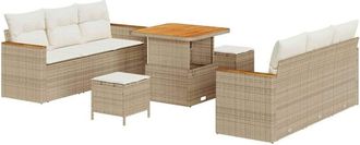 vidaXL Conjunto De Sof&aacute; De Jard&iacute;n Con Coj&iacute;n 9 Pcs Beige Polirat&aacute;n Vidaxl