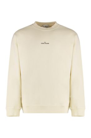 Stone Island Off White Round Neck Logo Sweatshirt