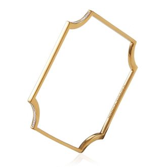 Monica Vinader Gold Signature Fixed Diamond Bangle Diamond