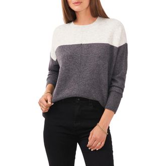 Vince Camuto Extended Shoulder Colorblock Sweater in Med Hthrgrey at Nordstrom Rack, Size Medium