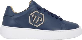 Philipp Plein Schoenen, Heren, Blauw, 45 EU, Leer, Lo-Top Sneakers Hexagon