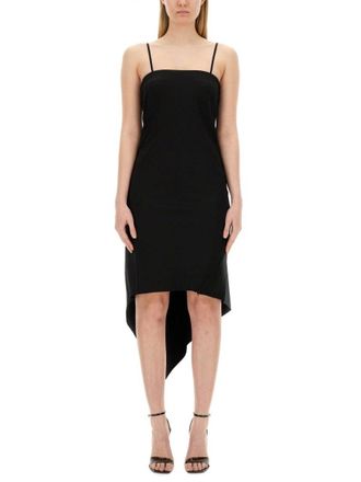 Helmut Lang Fitted Evening Dress With Scarf Hem Design