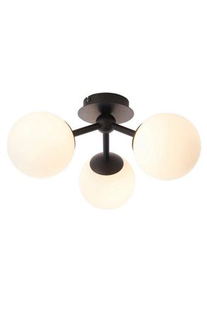 Netlighting Pulsa Bathroom Globe Semi Flush 3 Arm Ceiling Light Matt Black IP44