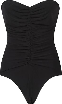 Norma Kamali Strapless Shirred Polyester One-Piece