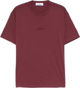 Stone Island Burgundy Crewneck Embroidery Logo T-Shirt