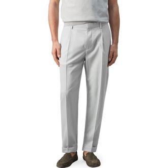 Mango Pleated Wool Wide Leg Pants in Light Heather Grey at Nordstrom, Size 32