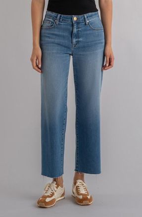 Kut from the Kloth Raw Hem High Waist Ankle Wide Leg Jeans in Soaring W/Mediu at Nordstrom, Size 16P