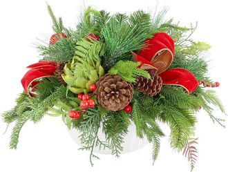 Creative Displays Inc. Handcrafted Holiday Centerpiece With Evergreens, Ferns, Artichokes & Berries
