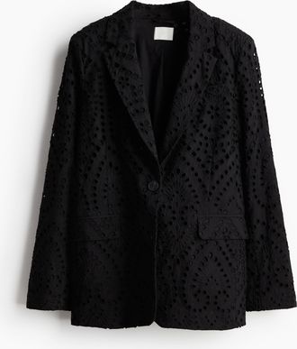 H&M Blazer mit Broderie Anglaise - Schwarz