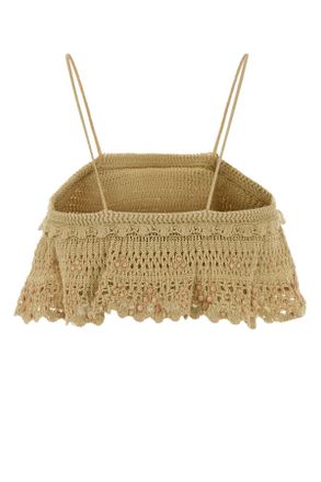 Isabel Marant Womens Beige Crochet Oraviel Crop-Top Desert Maglie Sweater