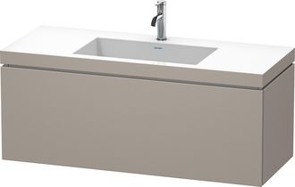 Duravit Lavabo Para Muebles Duravit L-cube C-bonded Con Base, Colgante, 120x48 Cm, 1 Extra&iacute;ble, Sin Rebosadero, 1 Agujero Para Grifo, Color: Terra Mate - Lc69