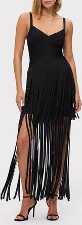 Hérve Léger The Vivienne Fringe Gown in Black at Nordstrom Rack, Size Xx-Small