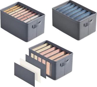 OEM Jeans Bo&icirc;te De Rangement,3 Pi&egrave;ces Pliable Organisateur Tiroir Avec Compartiments Rangement Vetement Pour Jean,v&ecirc;tements-gris