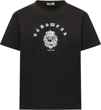 GCDS Black Graphic Crew Neck T-Shirt