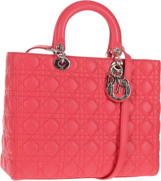 Dior Lady Dior Bag Leather Pink Leather Bag (Pre-Owned)