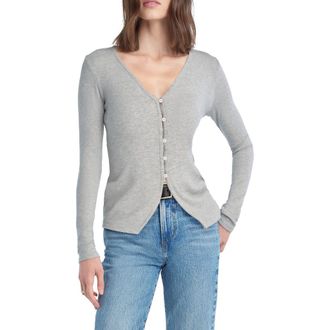 Favorite Daughter The Good Luck Long Sleeve Rib Top in Heather Grey at Nordstrom, Size X-Small