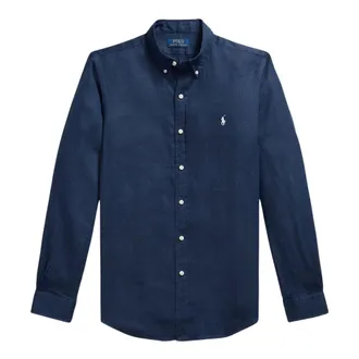 Ralph Lauren Casual Shirts, male, Blue, Size: XL Linen Shirt
