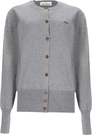 Vivienne Westwood Fine-Knit Grey Sweater With Button-Down Front And Ribbed Detailing