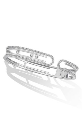 Messika Move 10th Diamond Bangle Bracelet in White Gold at Nordstrom, Size Medium