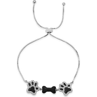 Queen Jewels Sterling Silver Cubic Zirconia Doggy Paw & Treat Slider Bracelet at Nordstrom Rack
