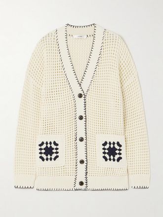 Frame Denim Cardigan In Misto Cotone Crochet - Crema