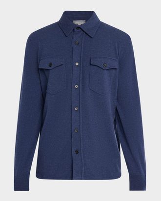 Bergdorf Goodman Mens Wool and Cashmere Dual-Pocket Button-Down Shirt