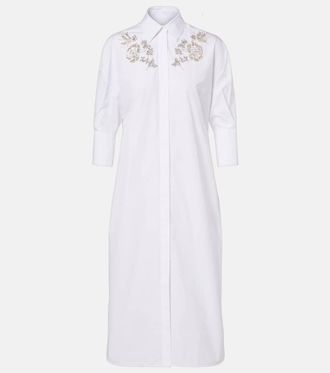 Erdem Embroidered cotton poplin shirt dress