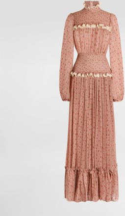 Dolce & Gabbana Small Rose-print Long Chiffon Dress - Woman Dresses Multicolor 38