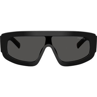 Prada 124mm Oversize Irregular Sunglasses in Black /Dark Grey at Nordstrom