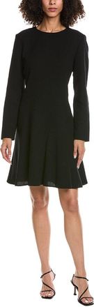 Lafayette 148 New York Long Sleeve Flounced Hem Wool Dress