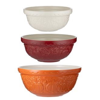 Mason Cash Pumpkin Mixing Bowl Set of 3 Stoneware Nesting Bowls, Fall Harvest