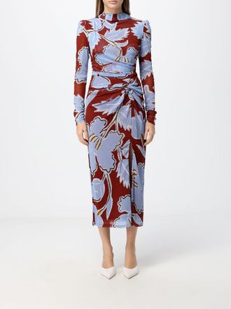 Diane Von F&uuml;rstenberg Abito midi a tubino in jersey a fiori con collo alto e spacco