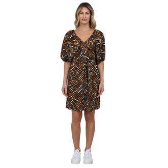 Max Mara Uitlopende katoensatijnen jurk - Dames - Korte kleedjes - Veelkleurig - M - Katoen - Kleedjes