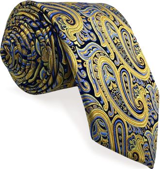 Shlax & Wing Shlax&Wing Paisley Yellow Skinny Tie Slim Neckties Mens Silk Designer