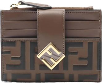 Fendi 2020s FF Diamonds zip card holder - women - Leather - One Size - Brown