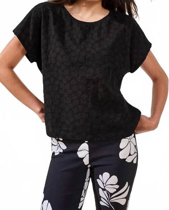 Tribal Cap Sleeve Crew Neck Tee In Black