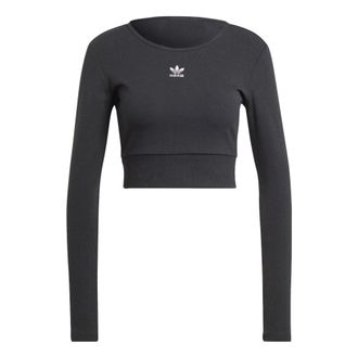 adidas (WMNS) adidas Essentials Rib Long Sleeve Tee Black II8055