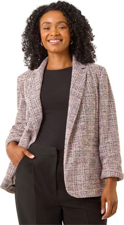 Roman Womens Petite Boucle Stretch Blazer - Pink - Size 14 UK